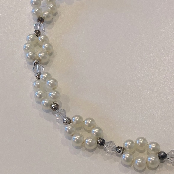 Sterling Silver Pearl and Crystal Necklace​ - Picture 2 of 3